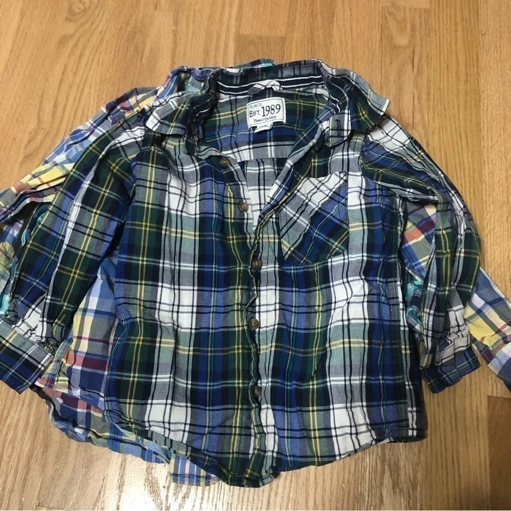 3T Button Down Shirt Bundle Boys Plaid Blue Yellow Collared Ralph Lauren